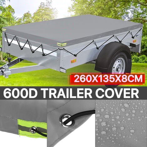 DRILLPRO 260x135x8cm Couverture 600D Remorque Auto Toit Tente Robuste PVC Antipoussière Étanche Protecteur Couverture Voyage Camping Auvent (Gris) Fantablau