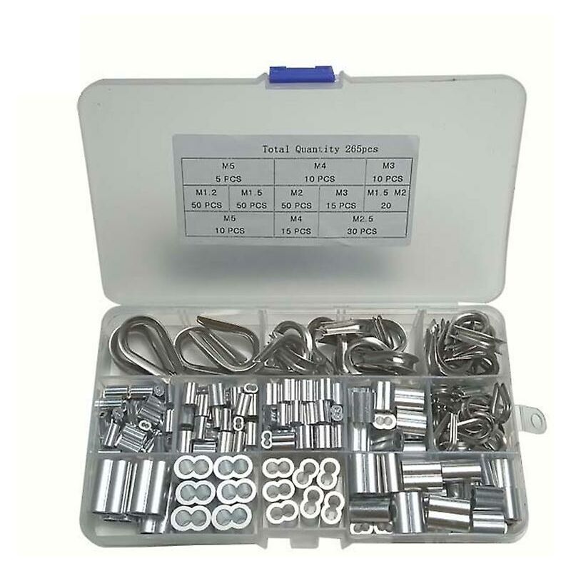 265 pièces de kit de combinaison de cosse de câble en acier inoxydable 304