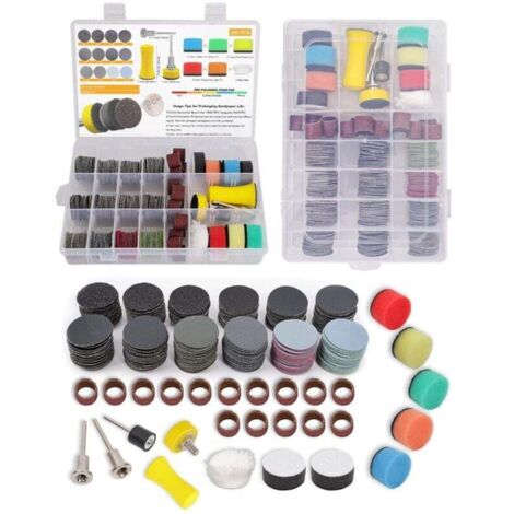 268 disques et tambours de papier de verre de 1 pouce pour utilisation à sec et à l'eau, compatibles avec les ponceuses Dremel, papier de verre auto-agrippant de grain 60-10000, adapté aux bijoux en r