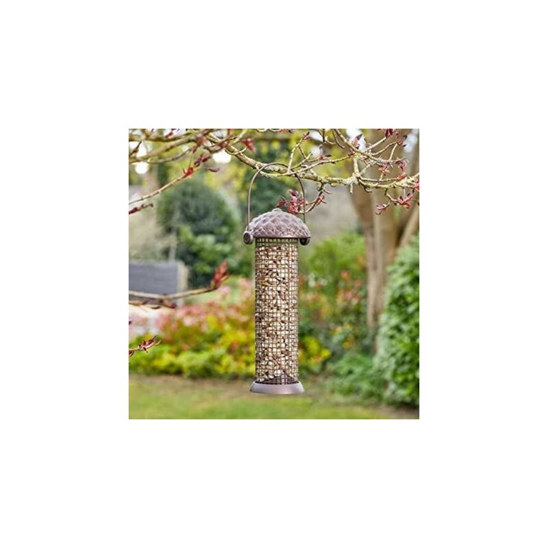 26cm Acorn Bird Feeder Hanging Caged Bird Feeder Garden Outdoor Wild Bird Feeding Station Suitable for Bird Seeds, Peanuts, Suet Balls Guard Feeder