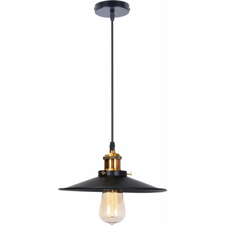 26CM Industrial Retro Pendant Light Wrought Iron Ceiling Light for Dining Room Bedroom Hallway Stairs Black