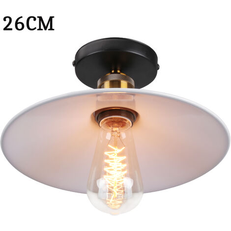 26cm Lámpara de Techo Vintage Retro Lámpara Colgante Metálico E27 para Dormitorio Escaleras Sala de Estar Blanco