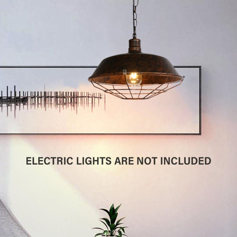 Lustre Suspension Design Vintage Industrielle Rétro Fer Abat-jour E27 40W Rouille 36cm