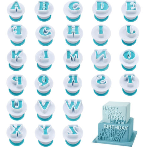 26ensemble de moules en plastique pour imprimer des lettres sur des gâteaux -lettre majuscule