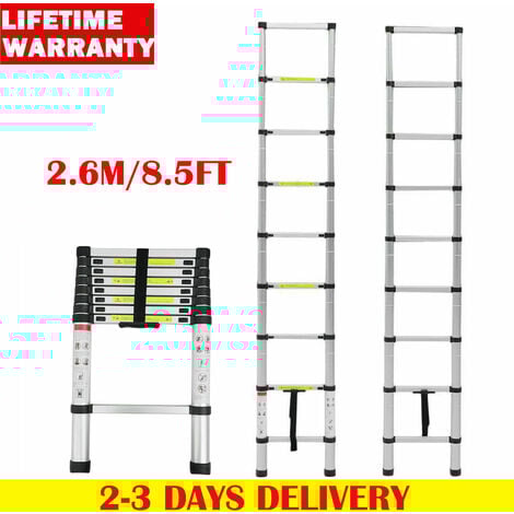 Tough Master ML-1032H 3.2M Multi-Purpose Aluminium Telescoping Extension Extend Portable Foldable Ladder EN131 and CE Standards Tough Master ML-1032H 3.2M Multi-Purpose Aluminium Telescoping Extension Extend Portable Foldable Ladder EN131 and CE Standards