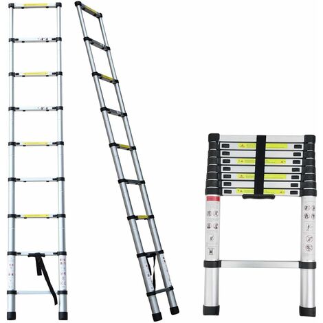 2.6M Multi-Use Aluminum Telescopic Ladder Heavy Duty Folding Extension Ladder