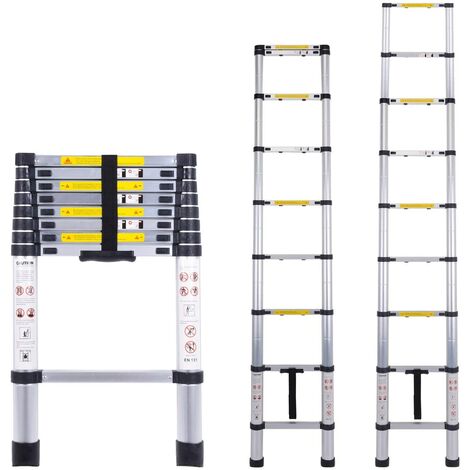 Details about   2.9M Aluminum Extension Ladder Multi-Purpose Portable Telescopic Ladder 