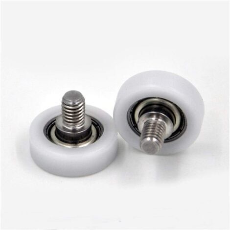26mm Stainless Steel Door and Window Rollers M6 x 8, Silent, with Red Plastic Coated Bearings Pom 625 (2 pieces)