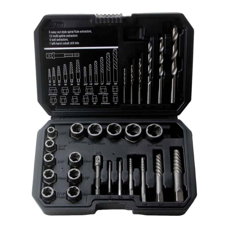 26pcs douille extracteurs de boulons antivol,Kit de Coffrets d'Embouts de Vissage à Droite avec Douille Hexagonale(noir)