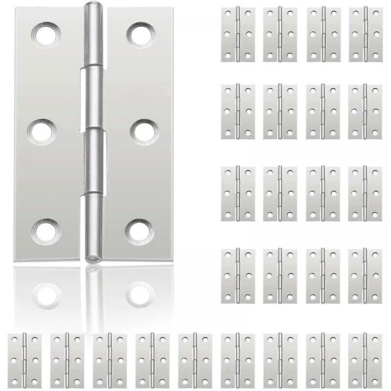 Cyslmuk - 26Pcs Small Door Hinges, Stainless Steel Hinge, diy Door Hinges for Cupboard Door Piano Hinge Jewelry Boxes Home Furniture Hardware