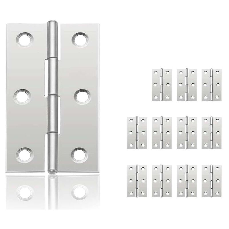 Cyslmuk - 12Pcs Small Door Hinges, Stainless Steel Hinge, diy Door Hinges for Cupboard Door Piano Hinge Jewelry Boxes Home Furniture Hardware