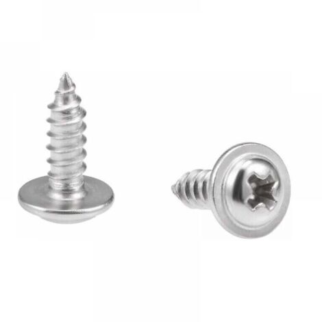 2,6x8mm Vis auto-taper à la tête de la casserole Phillips avec une vis de laveuse 304 Fixations d'acier inoxydable Boulons 100pcs