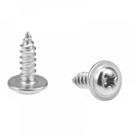 2,6x8mm Vis auto-taper à la tête de la casserole Phillips avec une vis de laveuse 304 Fixations d'acier inoxydable Boulons 100pcs