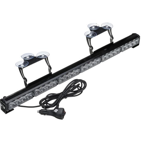 DRILLPRO 27'' 24 Amber LED Car Roof Windshield Emergency Hazard Warning Flash Strobe Light Bar with suction cup 13 Flash Modes