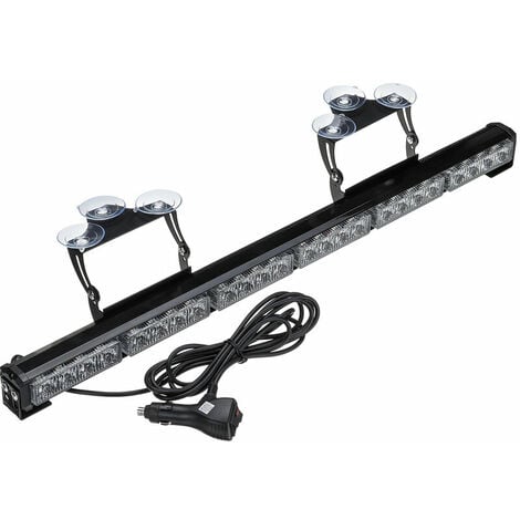 DEWDAT 27'' 24 Amber LED Car Roof Windshield Emergency Hazard Warning Flash Strobe Light Bar with suction cup 13 Flash Modes