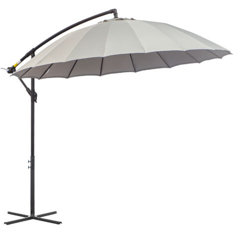 2.7 m Cantilever Umbrella 18 Ribs & Vents Adjustable Angle for Patio Light Grey