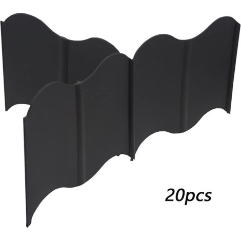 2.7 m Garden Edging Set, 15 cm High, Quick Install, Weatherproof, 20 Interlocking Lawn Fences for Yard, Pathway, Garden Decoration, DIY Landscaping, Black