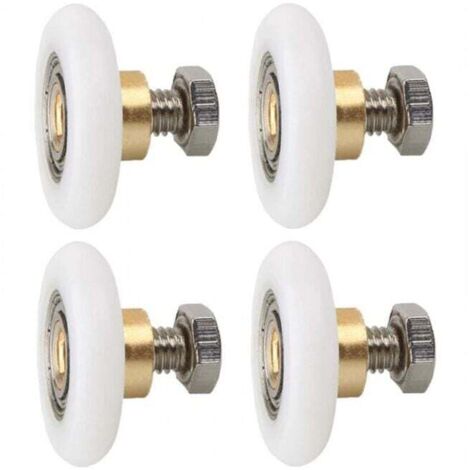 27 mm, 4 pieces, shower door replacement wheels, grooved shower door replacement rollers with screws, diameter 27 mm MUMU