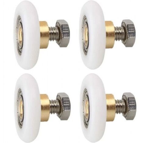 27 mm 4 Stück Duschrollentür, Ersatzräder für Duschrollentür, gerillte Ersatzrollen für Duschrollentür mit Schrauben Durchmesser 27 mm