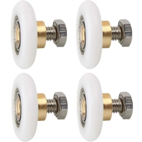 27 mm 4-teilige Duschtürrolle, Ersatzrollen für Duschtüren, gerillte Duschtürrollen mit Schrauben, Durchmesser 27 mm