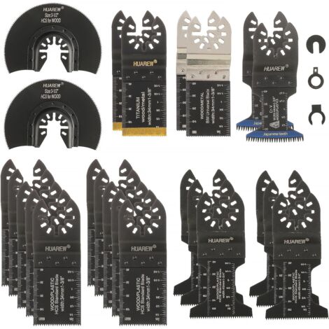 27 Pcs - Lame Scie Oscillante - Accessoire Multifonction - Coupe Bois Métal Plastique - Compatible Fein Makita Milwaukee - Acier Bimétallique - Argent - 35mm à 88mm