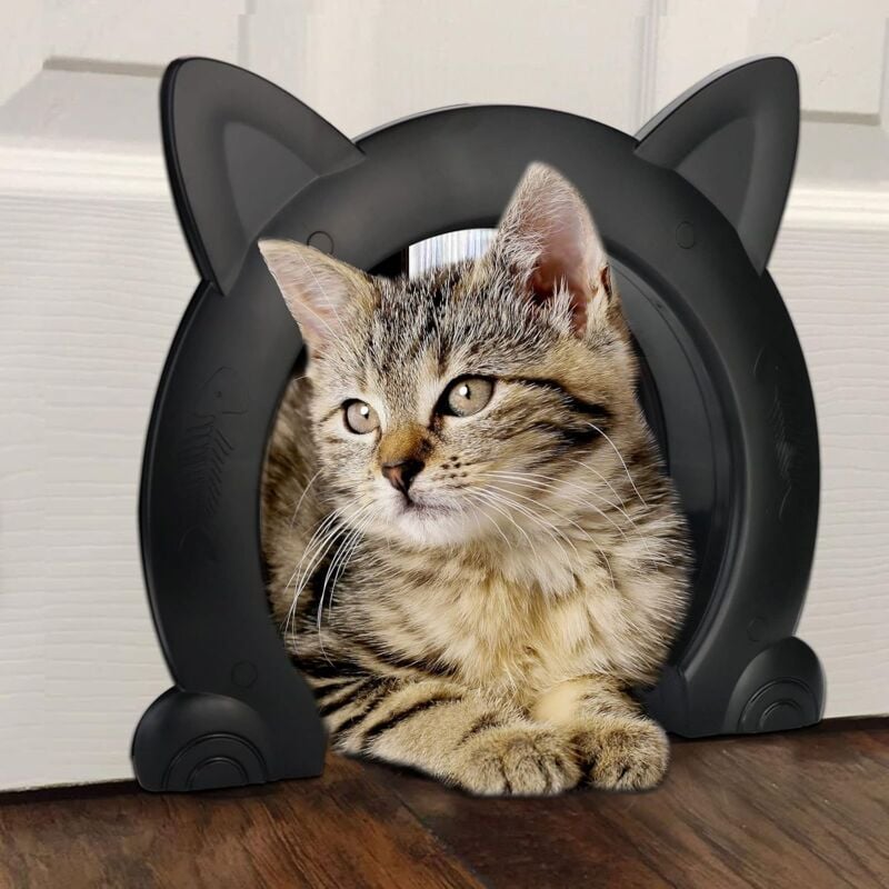 Csparkv - 27 x 5.5 x 22.5 cm (l) Noir-Porte intérieure pour chat - Porte intérieure pour chat - Portes pour animal domestique