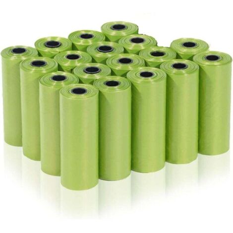 270 Hundekotbeutel, Hundekotbeutel zum Schaufeln, Grün, Hundekotbeutel – 30 x 22 cm, Polyethylen, tragbar (40 Rollen, 15 Stück pro Rolle) – Kotbeutel