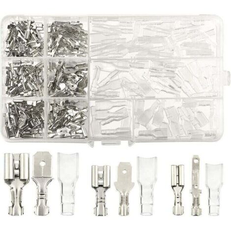 270 Pcs Cosse Electriques,Connecteur De Fil T-Connector, Mâle Femelle Spade Connecteurs De Fils Crimp Terminal Block Avec Isolant Sleeve 2,8 Mm 4,8 Mm 6,3 Mm