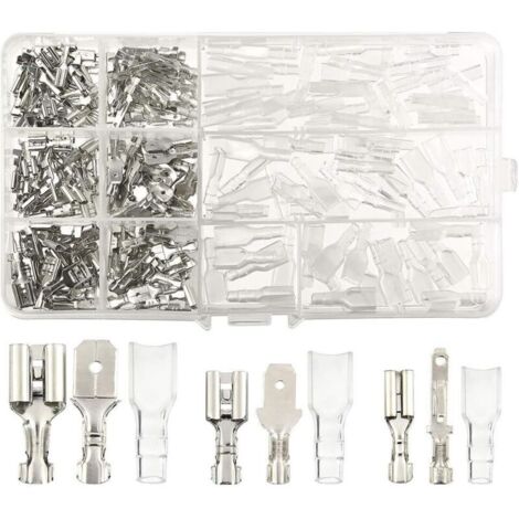 270 pezzi di terminali elettrici, connettori a T, connettori a forcella maschio/femmina, morsettiera a crimpare con manicotto isolante 2,8 mm 4,8 mm 6,3 mm