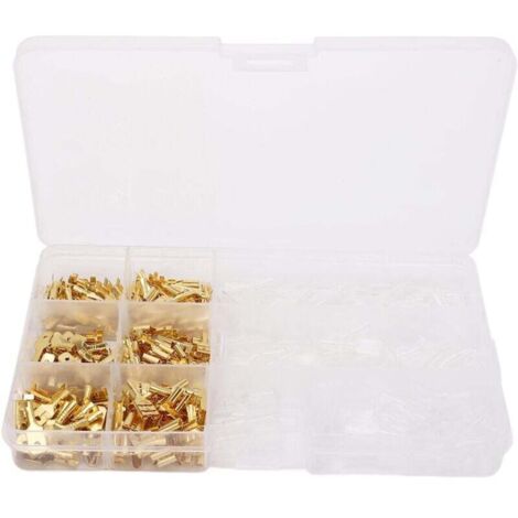 270 pièces Connecteur de borne à sertir en laiton Manchons isolants Kit assorti Pressé à froid 2,8 mm 4,8 mm 6,3 mm Mâle Femelle Bêche,DUBUNS