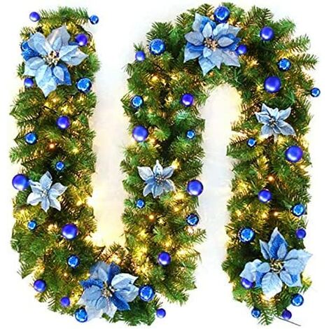 main image of "270cm Christmas Tree Garland, Christmas Artificial Tree Garland Lighted Lamp LED Lamp Decoration for Christmas Tree Door Staircase Fireplace (Blue)"