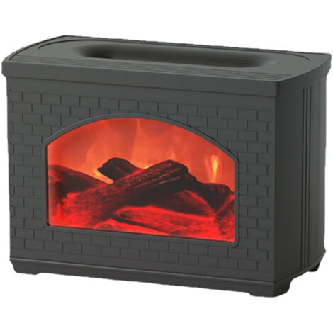 270ml Mist Humidifier Simulated Fireplace Design Power Off Protection Fire Diffuser for Home Black