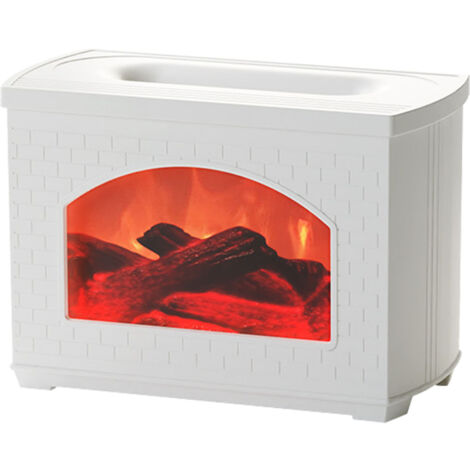 270ml Mist Humidifier Simulated Fireplace Design Power Off Protection Fire Diffuser for Home White