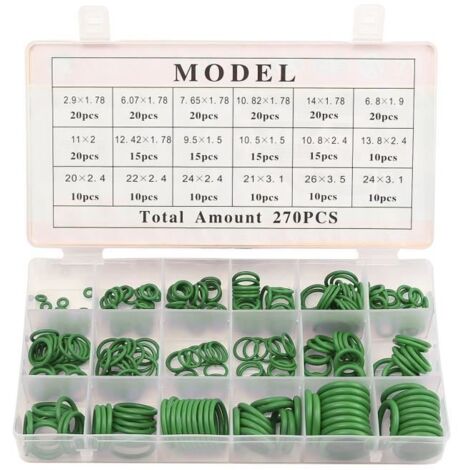 270X 18 Dimension Kit Auto Joint Torique Caoutchouc O-ring Voiture Climatisation Vert