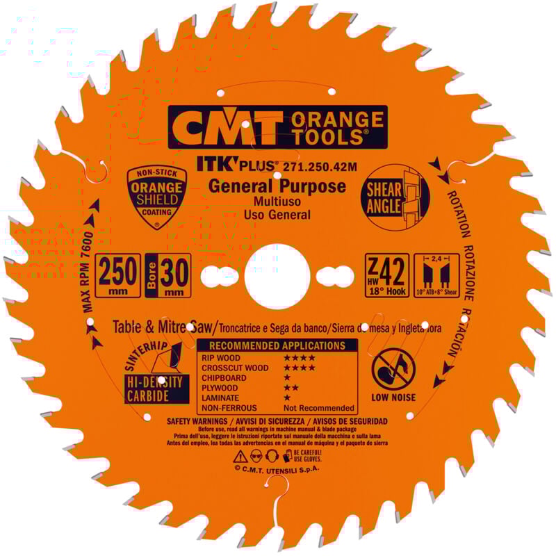 Image of CMT - 271.250.42M Lama Circolare Itk-Plus per Taglio Lungo e Traverso Vena, Arancio