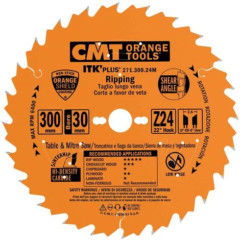 CMT Lame circulaire carbure 250mm 24 dents débit bois massif