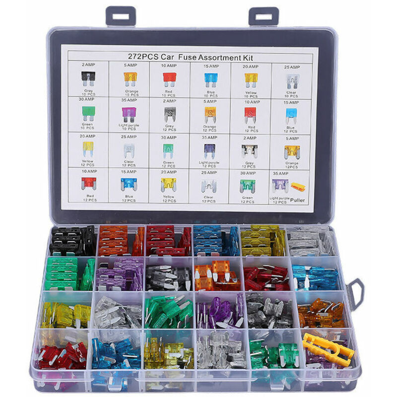 Ayyqh - 272 pièces - Kit d'assortiment de fusibles à lame automobile, fusibles automobiles - Standard & Mini & Mini Low Profile