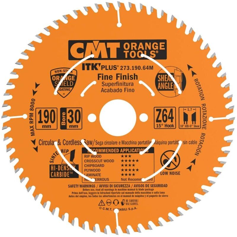 CMT - 273.190.64M Lama Circolare Itk-Plus per Taglio di Precisione, Arancio
