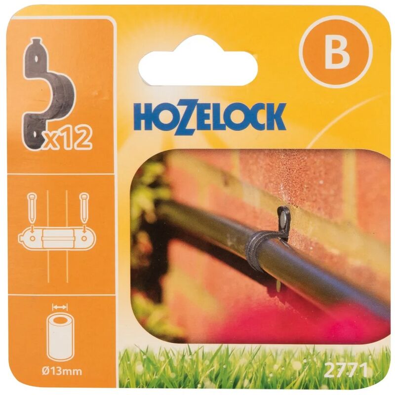 12 x Hozelock 2771 Supply Hose Wall Clip 13mm Micro Irrigation Garden Watering