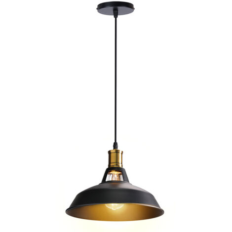 27CM Vintage Pendant Lights Industrial Pendant Light Creative Pendant Lights For Kitchen Farmhouse Hallway Indoor (Black)