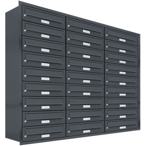 27er Briefkasten Anlage Unterputz Montage RAL 7016 Anthrazit