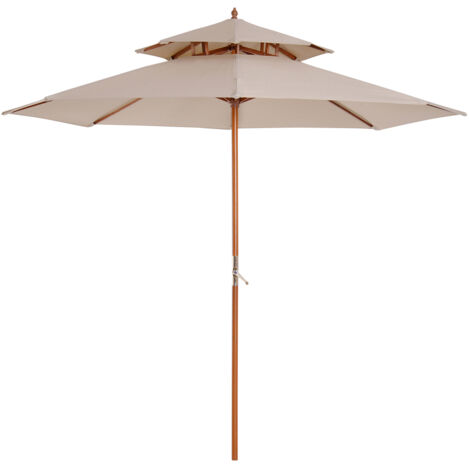 2.7m Elegant Wooden Frame Parasol Umbrella - Beige