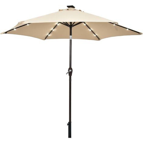 2.7m Garden Parasol 18 Solar Power LED Lights Patio Umbrella Tilt Crank Handle