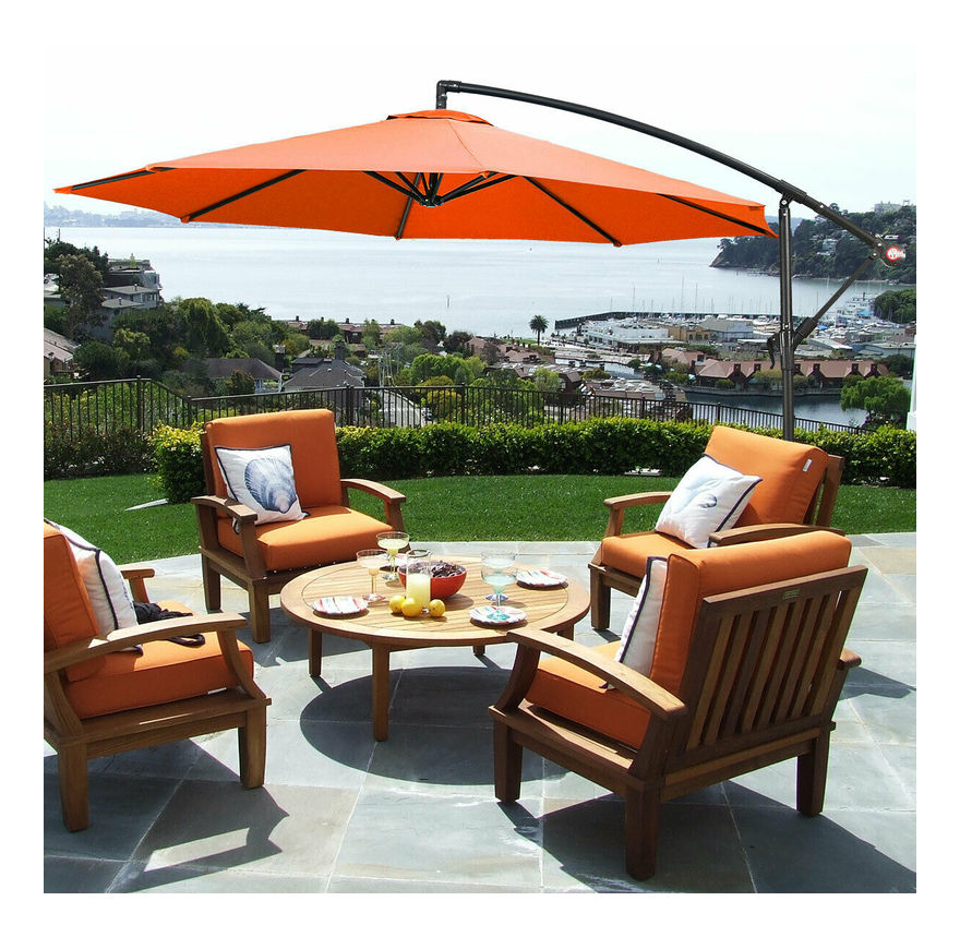 2 7m Outdoor Parasol Sun Shade Patio Banana Cantilever Hanging Umbrella Garden Orange Op3153or