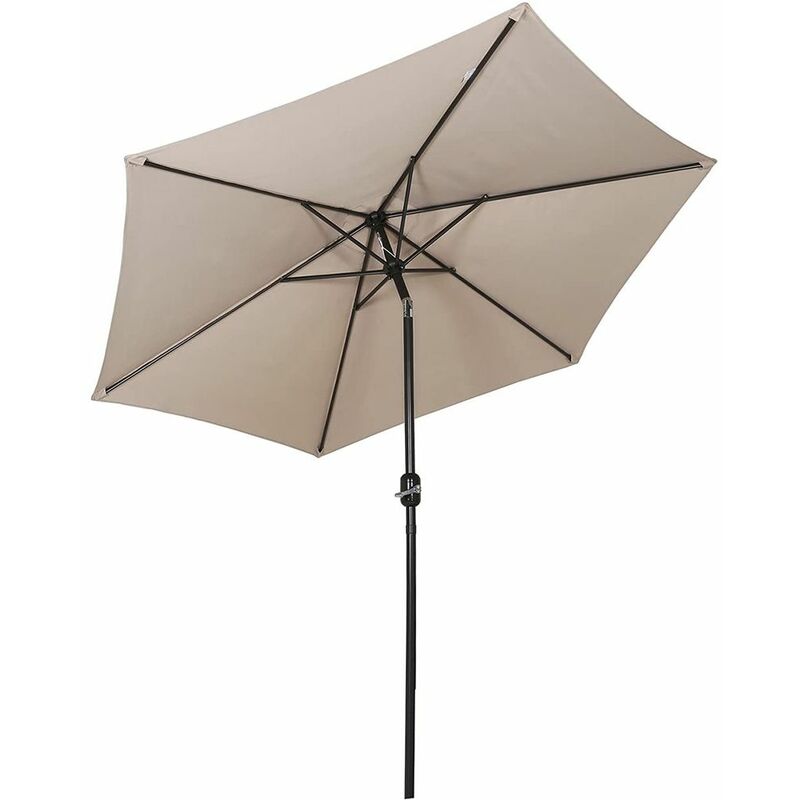 Sekey - 270 cm Parasol inclinable Rond UPF50+, Taupe