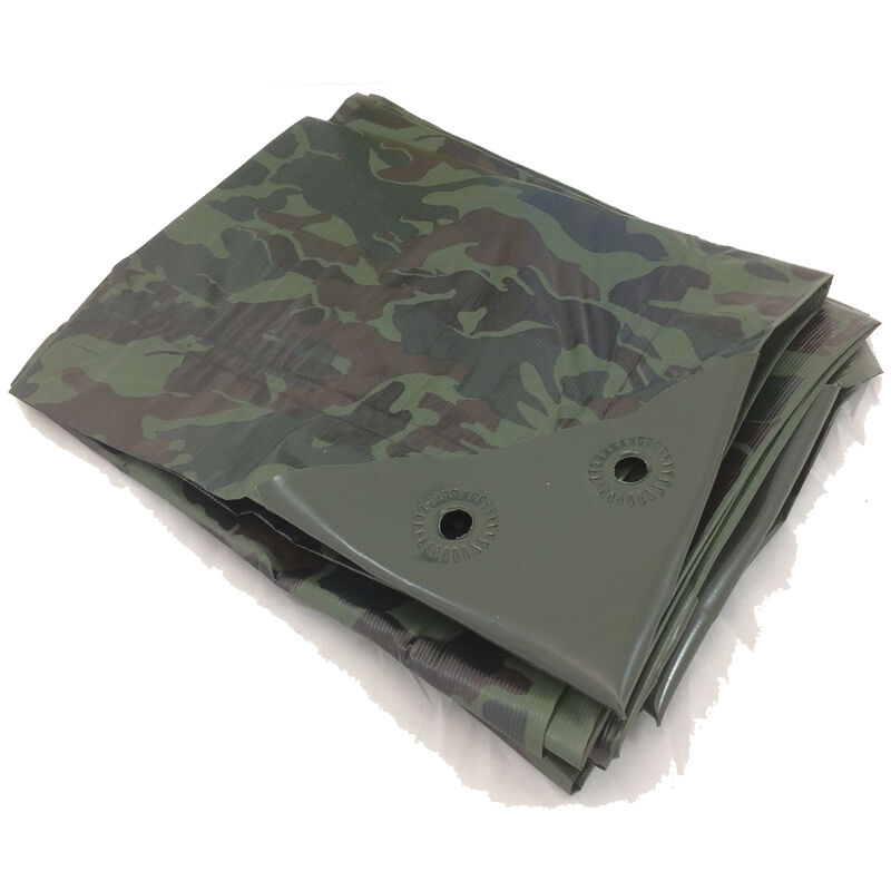 Yuzet - 2.7m x 3.5m Green Camouflage Camo XT Tarpaulin Heavy Duty TarpGround Sheet Ribbed Strength
