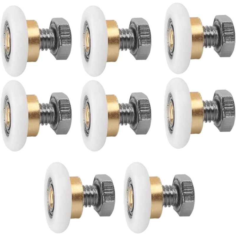 27MM Porte Coulissante, 8 PCS Rouleaux De Douche, Coureurs De Douche, Rouleau Roulette Roue pour Porte de Douche Roulettes Coulissantes Porte Roue de