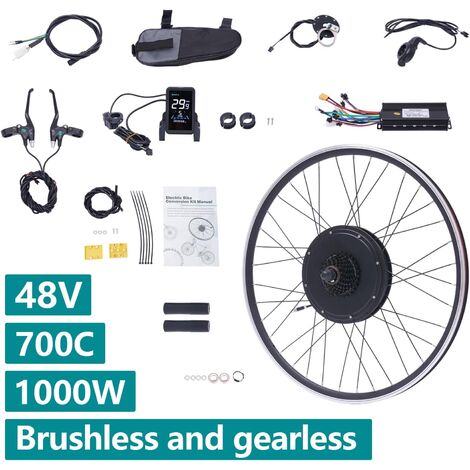 28"/29"/700C 48V 1000W E-Bike E-Bike Kit de conversión con HL Plus 48V 13Ah DIY E-Bike Pantalla LCD E-Bike Kit de conversión para 28"/29"/700C V-Brake Freno de disco trasero