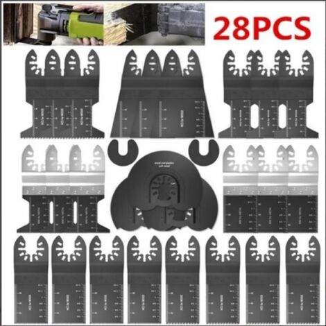 28 Accessoires d'outils Oscillants Multifonctions Lame de scie univers pour Parkside Dewalt Ryobi Bosch Couper les coins de Bois/Métal/Plastique - 2 adaptateurs