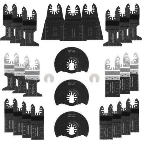 28 Accessoires d'outils Oscillants Multifonctions Lame de scie universelle pour Parkside Dewalt Ryobi Bosch Couper les coins de Bois/Métal/Plastique - 2 adaptateurs